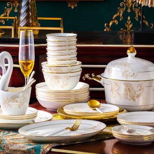 70 Heads Jingdezhen Ceramics Dinner Dish Rice Bowl Dish Bowl Dinnerware Sets Kitchen Tableware set dishes