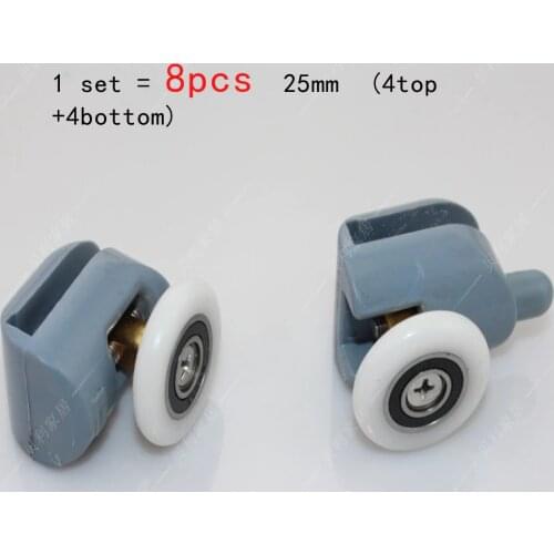 8PCS Single Shower Door Rollers/Runners/Pulleys Top or Bottom 25mm Wheel
