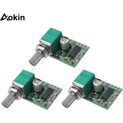 AOKIN Mini PAM8403 DC 5V 2 Channel USB Digital Audio Amplifier Board Module 2 * 3W Volume Control with Potentiometer