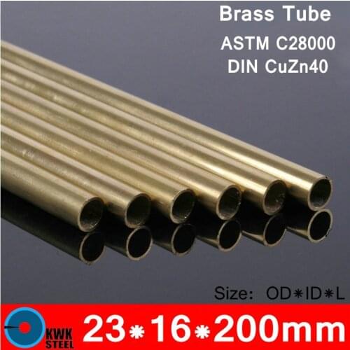 23*16*200mm OD*ID*Length Brass Seamless Pipe Tube of ASTM C28000 CuZn40 CZ109 C2800 H59 Hollow Bar ISO Certified Free Shipping