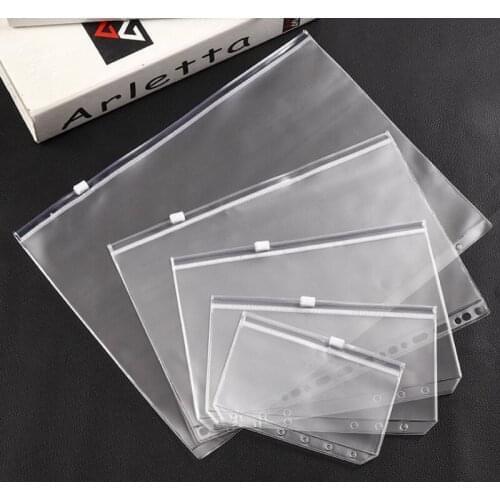 A5/A6/A7 PVC 6 Hole Binder Loose-Leaf Notebook Waterproof Zipper Bag Business Card Bags Kids Learning Storage Bag #192