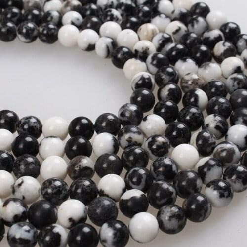 Natural Stone Beads White Black Zebra Jaspers Round Loose Beads 2 3 4 6 8 10 12mm Beads For Bracelets Necklace Jewelry Making