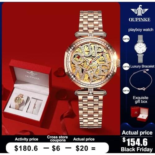 OUPINKE New Mechanical Women Watch Sapphire Fashion Switzerland Luxury Ladies WristWatch Automatic Diamond Design montre femme