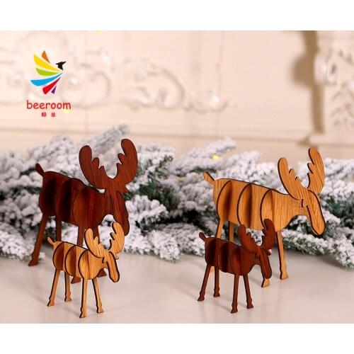 Wood Deer Ornaments Diy Standing Christmas Wood Reindeer Wood Christmas Elk Wooden Display Window Shop ChildrenS Gift Pendant
