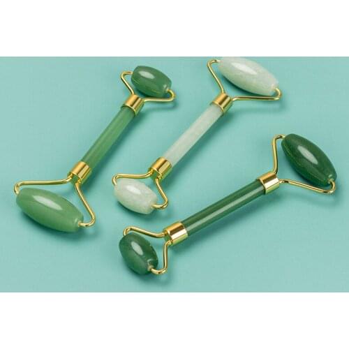 Aventurine jade roller massager jade double-headed roller green crystal massage stick Aventurine jade scraping roller
