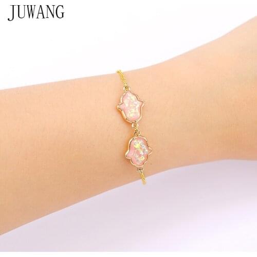 JUWANG New Fashion Simple DIY Women Chain Bracelets Palm Connectors Charm Adjustable Copper Bracelet Bangles Jewelry For Gifts