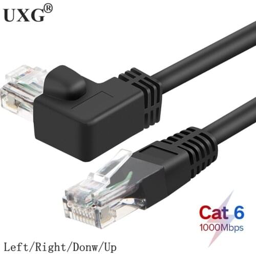 RJ45 cable 26AWG CAT6 UTP Side Angled L Shape RJ45 Patch Cord Shape Ethernet Cable CAT5 Lan Cable Gigabit CAT6 Elbow 1m 0.5m 3m