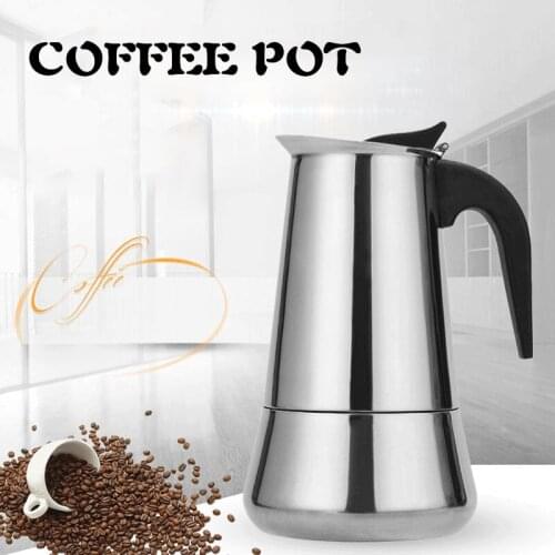Stainless Steel Mocha Pot European Style Concentrated Cappuccino Foffee Pot Portable Coffee Pot 100/200/300/450ml/600ml