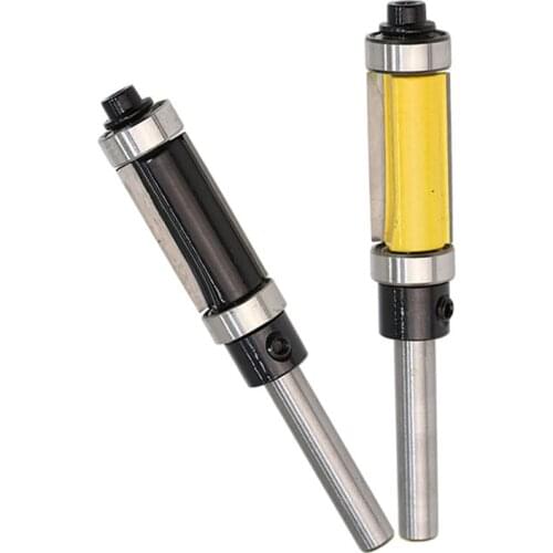 1PC 1/4" Shank Flush Trim Router Bit Double Bearing Edge Cleaning Router Bit Woodworking Milling Cutter Tool, 12.7mm Diameter