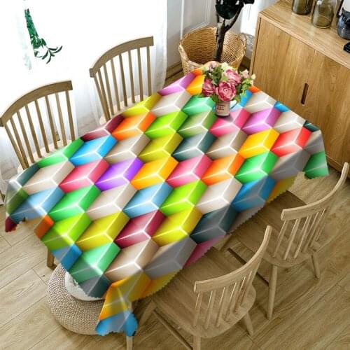 Modern Simplicity Polyester 3d Round Tablecloth Colorful Stripes Pattern Thicken Cotton Rectangular Table cloth Home Decoration