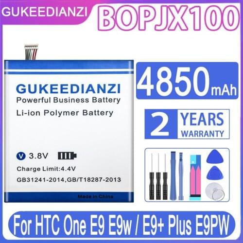 GUKEEDIANZI 4850mAh BOPJX100 Li-ion Phone Battery for HTC One E9 Battery E9w E9+ Plus E9PW Powerful Batterie + Power Bank