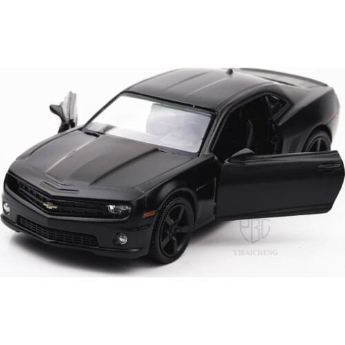 1/36 Camaro Alloy Diecast Car Model Toy 2 Doors Opened Pull Back Matte Black Cars Birthday Gifts For Children Adult Collections