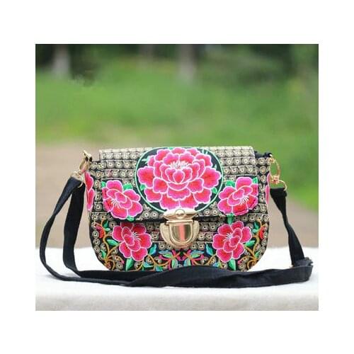 Fashion Embroidered National Small Handbags!Nice Floral embroidery Lady shoulder&Crossbody bag Versatile Canvas Hasp Carrier
