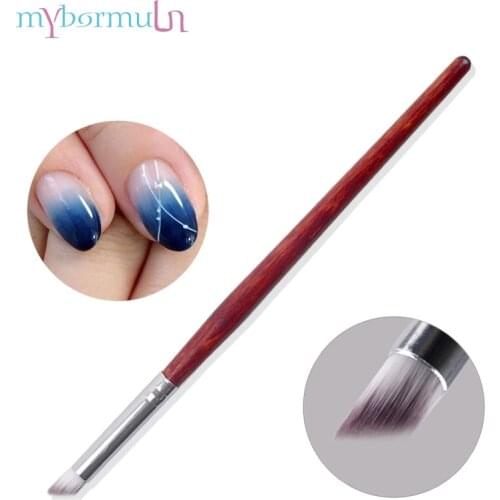 Mybormula 1pcs Gradient Hair Drawing Nail Brush Red wood Handle Nylon UV Gel Drawing Painting Pen blooming pen nail art brush