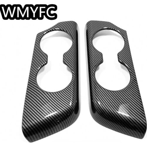 Car Third row Rear water cup frame sticker Cover Trim ABS Carbon fiber For Toyota Highlander 2022 2021 2020 Interior Accessories