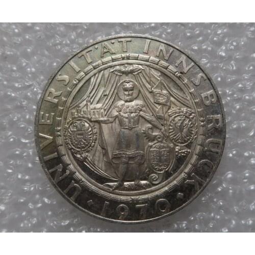 Real Rare Silver Original Coin Collection Austria 1970 50 shillings, the 300th anniversary of the University of Innsbruck