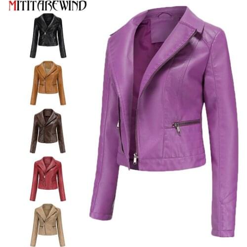 2021 New Fashion PU Leather Jacket Women Washed Faux Leather Coat Female Spring Autumn Womens Jacket Jaqueta Feminina S-XXXL