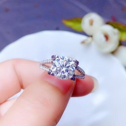 Engagement ring crackling moissanite ring for women jewelry real 925 sterling silver 8*8mm size shiny gem party gift