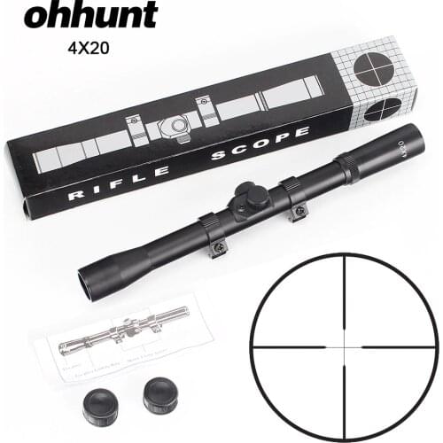Ohhunt 4X20 Hunting Riflescope Fine Duplex Reticle Rifle Scope Tactical Optical Sights with Dovetail Rings for Airsoft Airgun