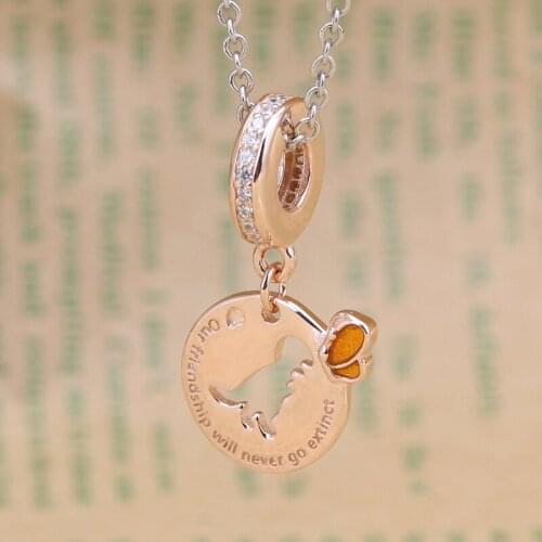 Bewill S925 Sterling Silver Friendship Forever Friendship Pendant Of Dinosaur And Butterfly Pendant Fit Original Necklace
