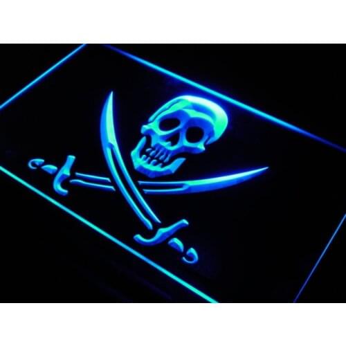 S116 Pirates Skull Bar Pub Beer NEW LED Neon Light Light Signs On/Off Switch 20+ Colors 5 Sizes