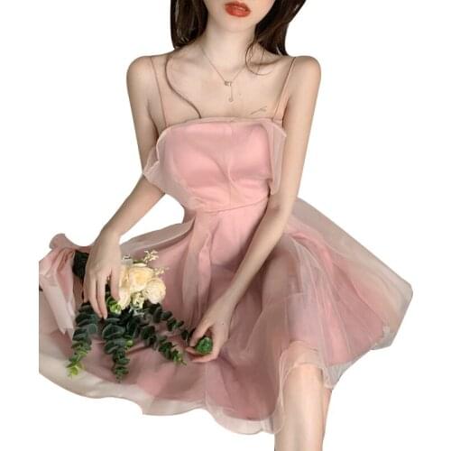 12-20T Mesh French Fairy Sling Dress Kid Girls Dress Summer Teenage Fashion Children Frock Party Dress for Teen Girl Clothes