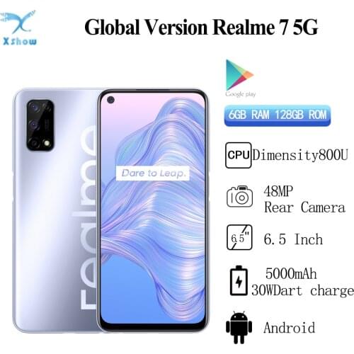Realme 7 5G Global Version 6GB 128GB Fullscreen 120Hz Ultra Smooth Display 48MP Camera 5000mAh 30W Dart Charge Smartphone