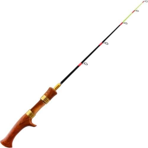 Short section ice fishing rod 2 section shrimp rod winter fishing rod 62cm imitation wooden handle children fishing rod