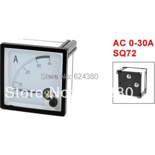 Pointer AC ammeter AC 0-30A 1A 2A 3A 5A 10A 15A 20A 30A 50A Analog Panel AMP Current Meter Ammeter Gauge SQ72 72*72mm