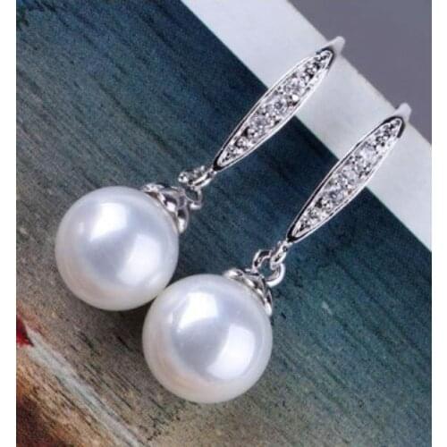 Unique natural round 9-10mm Australian south sea white pearl earrings