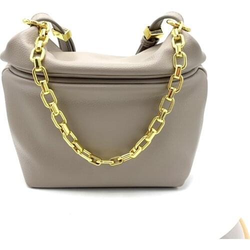 High Garde Niche Design Underarm Leather Bags Female Women Chest bag Yellow White Chain Strap Womens bag Shoulder Messenger Bag