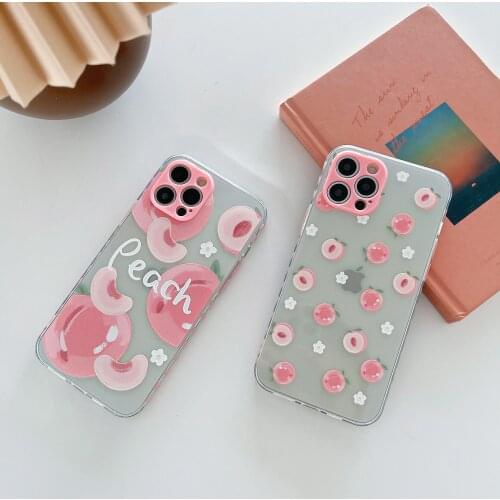 Fresh Pink Peach Girly Case for iPhone 12 Pro Max Back Phone Cover for 12 Mini 11 Pro Max X XS XR 8 7 Plus SE 2020 Capa