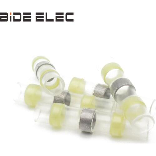 SST-41 100Pcs Yellow Waterproof Solder Seal Heat Shrink Wire Connector Sopoby Solder Weather Proof Butt Connectors BIDE ELEC