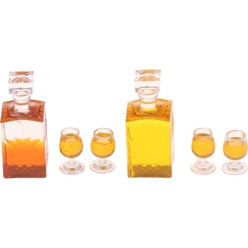 1 Set Cute Mini Wine Bottle With Wine Glass Miniature Food Scene Model Doll House Toys For 1:12 Dollhouse Miniature Accessories