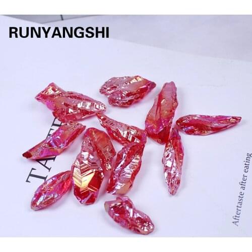 10-20g 1pc Natural Crystal Raw Healing Red Stone Electroplate Quartz Specimens Rough Collectibles Gemstone Decoration