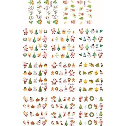 10X Larger Sheet/Lot (11 DESIGNS IN 1)Christmas Water Transfer Snowflake Frozen Nail Art Decorative Decals Stickers