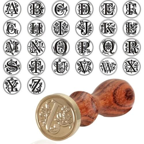 Retro Wood Stamp Classic 24 Letter A-Z Alphabet Initial Sealing Wax Seal Stamp Ancient Seal Post Decorative Antique Stamp Gifts