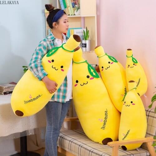 35-80cm Cartoon Soft Plant Yellow Banana Pillow Sleeping Doll Simulation Fruit Stuffed Plush Toys Home Sofa Decoration Cushion