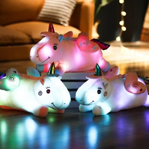 50cm Colorful LED Unicorn Plush Toys Stuffed Pillow Glowing Unicorn Horse Toy Cute Light Up Pony Doll Kids Girl Birthday Gifts