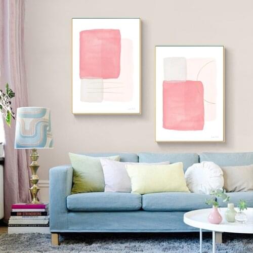 Abstract Pink Geometry Pattern Canvas Painting Nordic Posters and Prints for Living Room Bedroom Aisle Modern Wall Picture Decor