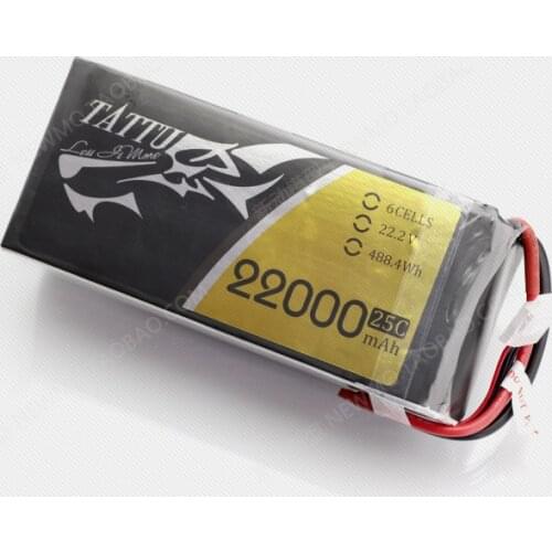 TATTU 22000mAh 22.2V 6S 488wh LiPO Battery Burst 25C for Big Load Multirotor FPV Drone Hexacopter Octocopter