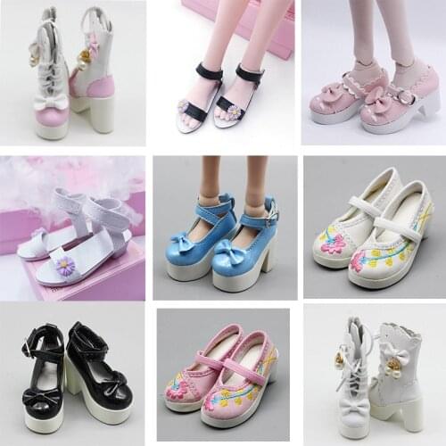 Shoes For Dolls Accessories Suitable 1/3 BJD Doll Shoes 6.5 cm 7 cm 7.5 cm 7.8 cm White Pink Black Blue Styles Dolls For Girls