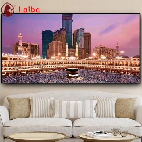 Diamond painting Islam Building Islamic Calligraphy mosaic Paintings with diamond embroidery Arabic Wall Art Picture large size