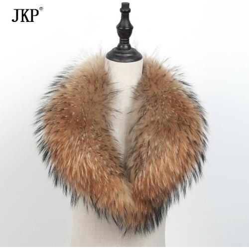 Free Shipping Real raccoon fur collar natural Genuine Big Raccoon Fur Collar scarf warp shawl