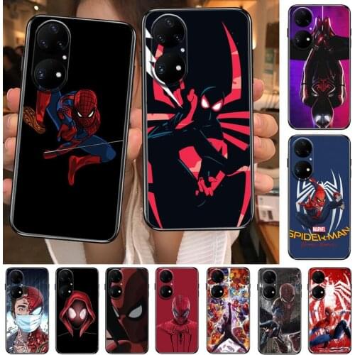 Marvel Avengers Spider-Man Super Hero Phone Case For Huawei p50 P40 p30 P20 10 9 8 Lite E Pro Plus Black Etui Coque Painting Hoe