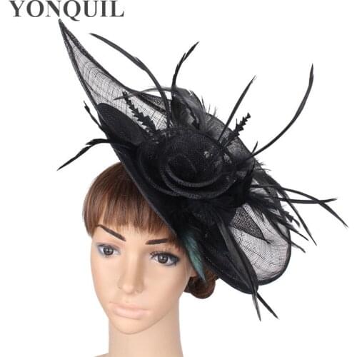 Black Fascinator Hats With Fashion Floral Feather Womens Hair Accessories Bridal Headwear For Derby Party Hat On Hair Clips