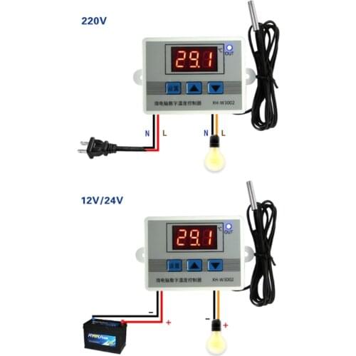 220V 12V 24V Digital LED Temperature Controller Thermostat Switch Probe Sens H02 828 Promotion