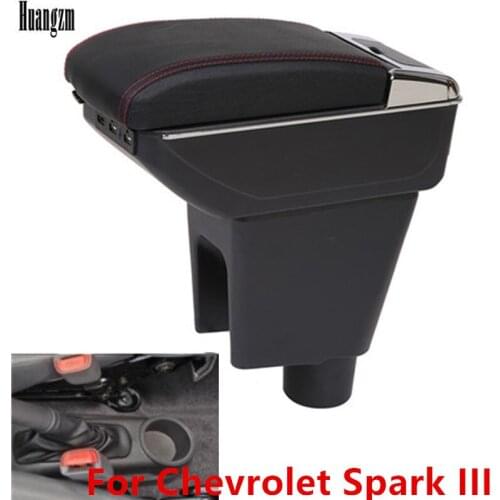 For Chevrolet Spark III Armrest box 2011 2013 2014 2015 2016 2017 Aveo T200 Car armrest box car accessories interior storage box