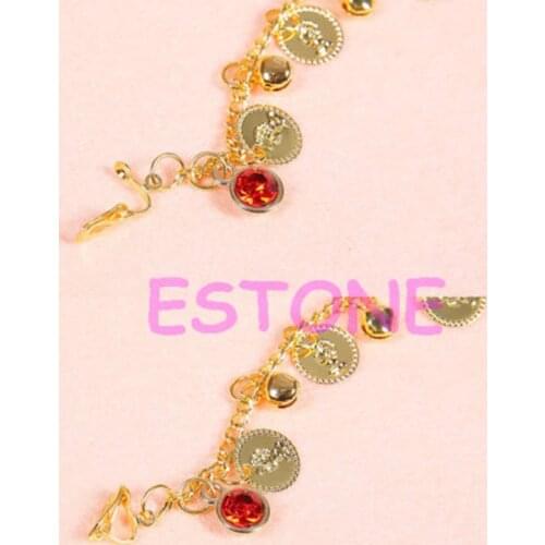 Indian Belly Dance Fashion Jewelry Bridal Wedding Clip On Nose Ring Chain Golden R58E