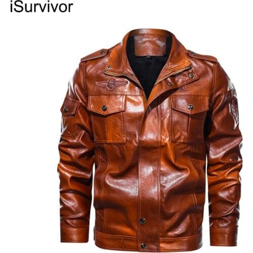 ISurvivor 2021 Men PU Jackets Jaqueta Maculina Male Casual Fashion Slim Fit Large Size Winter Autumn Leather Jackets Hombre Coat